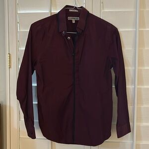 EXPRESS fitted shirt, maroon, size Small/14-14.5